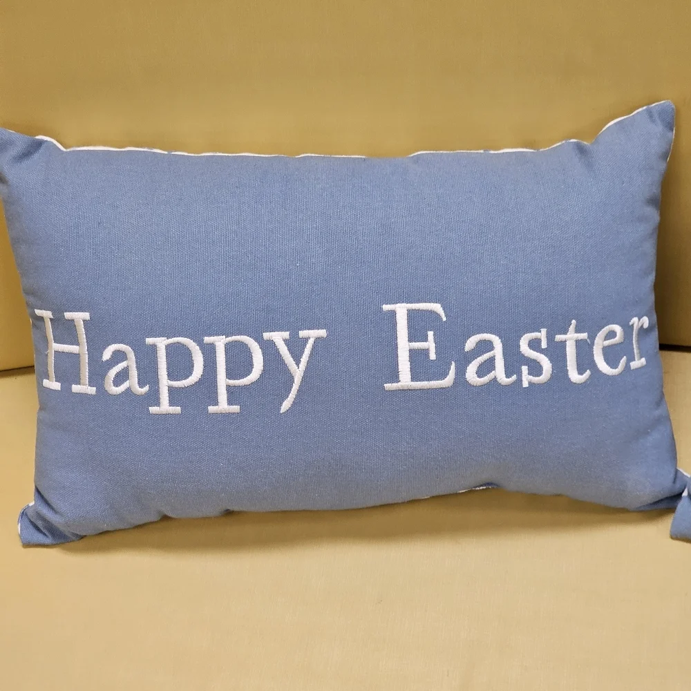 Two Happy Easter Blue Accent Pillows 15